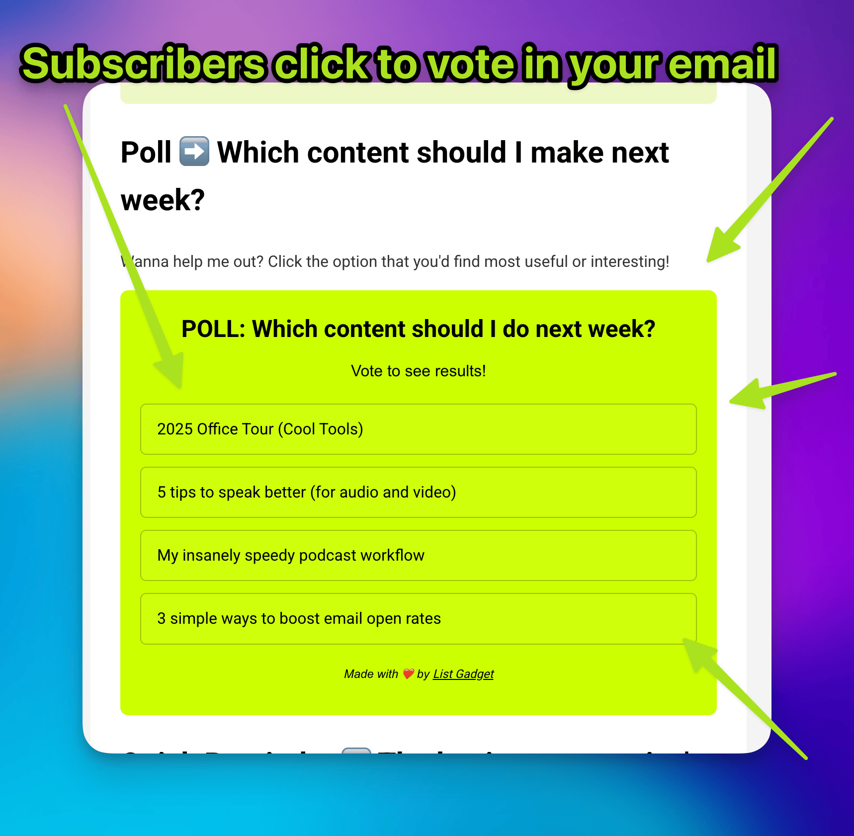 Email Polls Feature